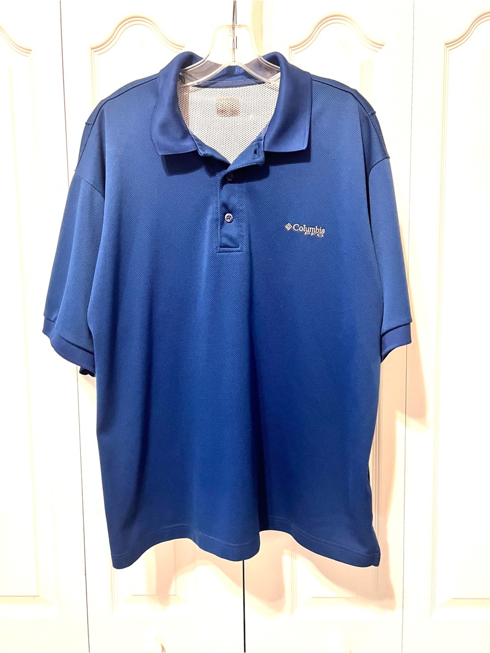Columbia PFG Omni Shield Men's Blue Performance Fishing Short-Sleeve Polo-XL?